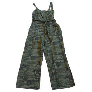 Sanctuary 100% Cotton Camo Sleeveless Jumpsuit Overalls Stretch Belt Size Medium